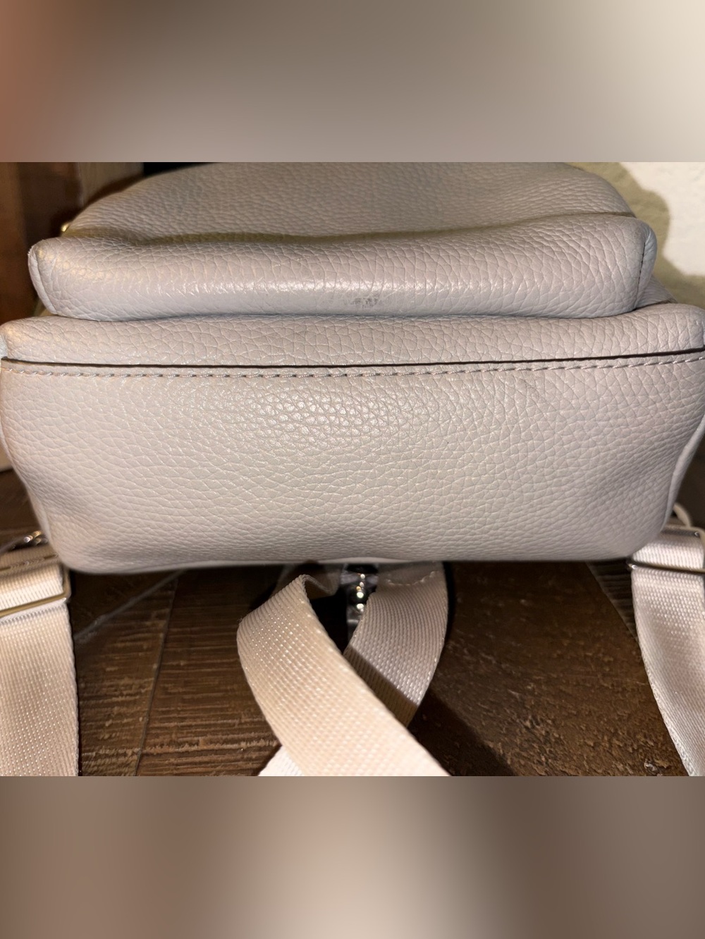 Michael Kors Pebbled Leather Mini Backpack NWOT Dove Gray Silver Hardware - Picture 7 of 9